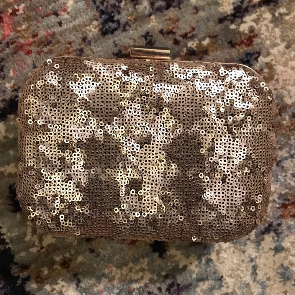 sequin spanish clutch with detachable chain strap